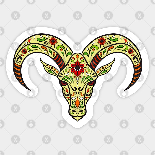 Water buffalo Calavera dark green Sticker by MiRaFoto